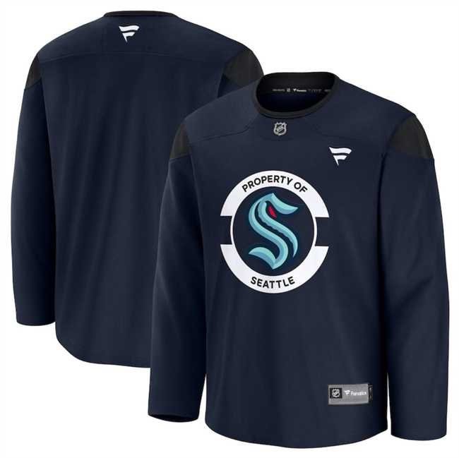 Mens Seattle Kraken Navy 2024-25 Team Practice Stitched Hockey Jersey Dzhi